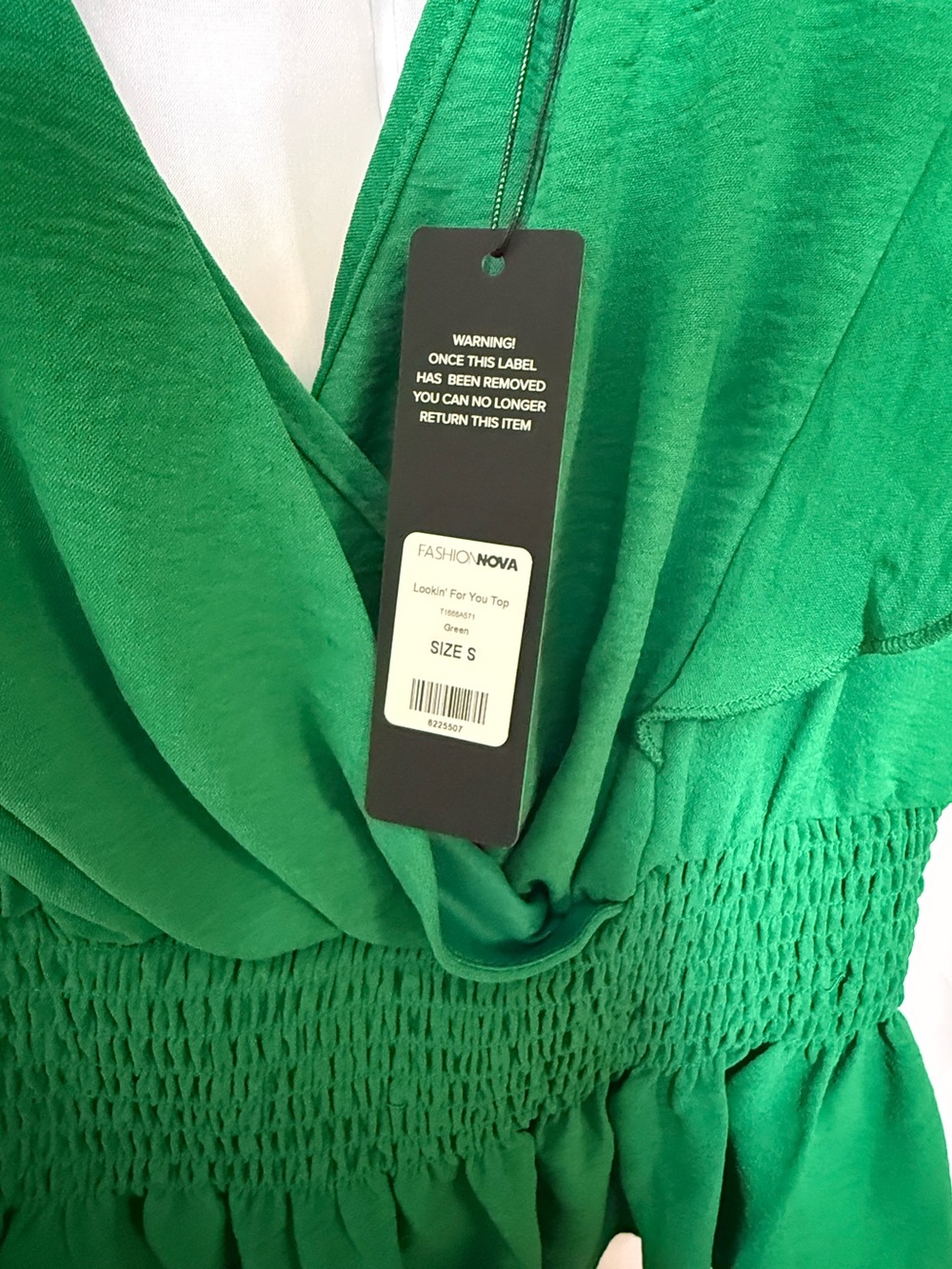 Women’s Green Ruffle V-Neck Top - Picture 2 of 2